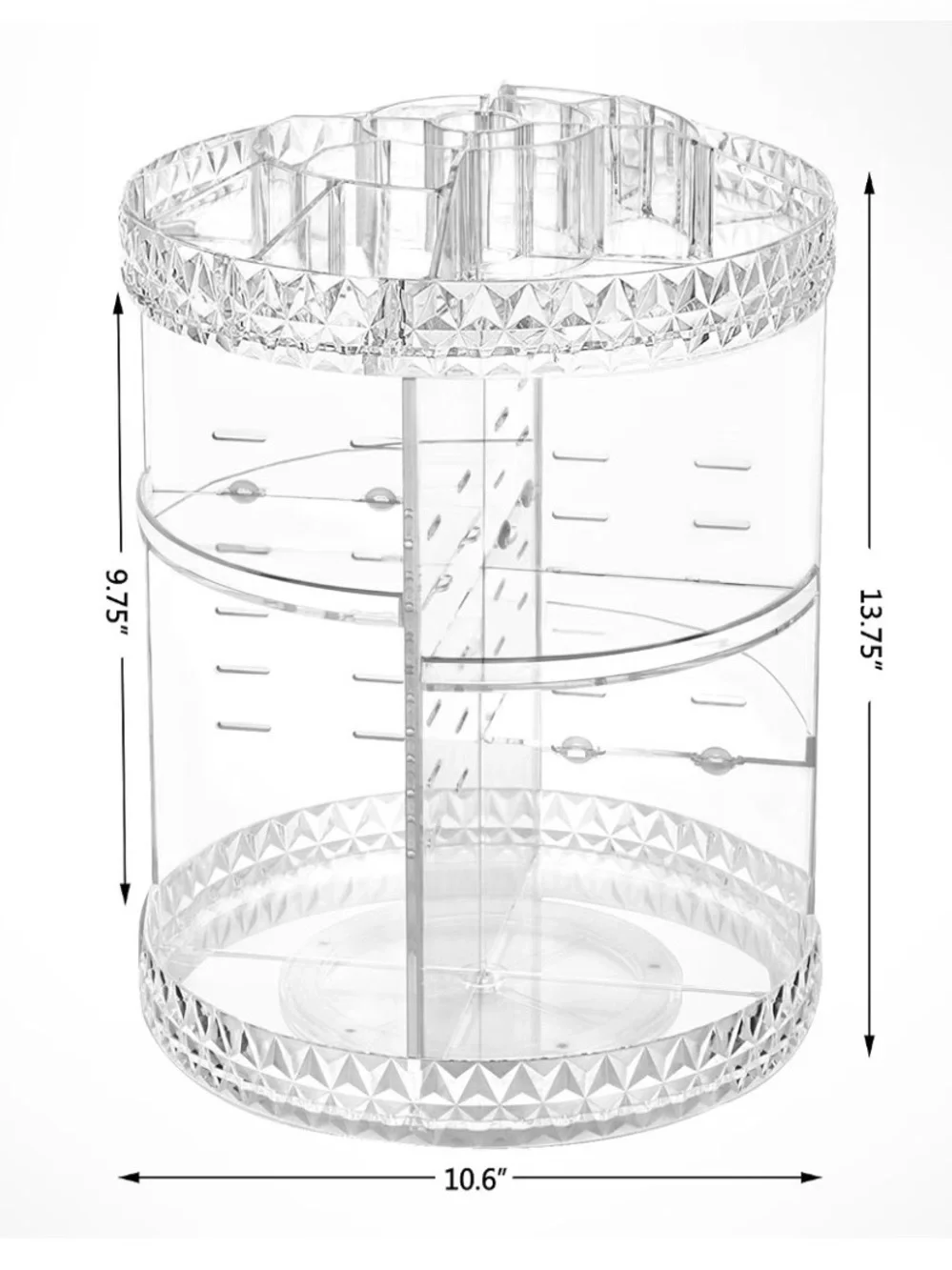 Clear Rotating Acrylic Makeup Organizer - 360° Cosmetic Storage